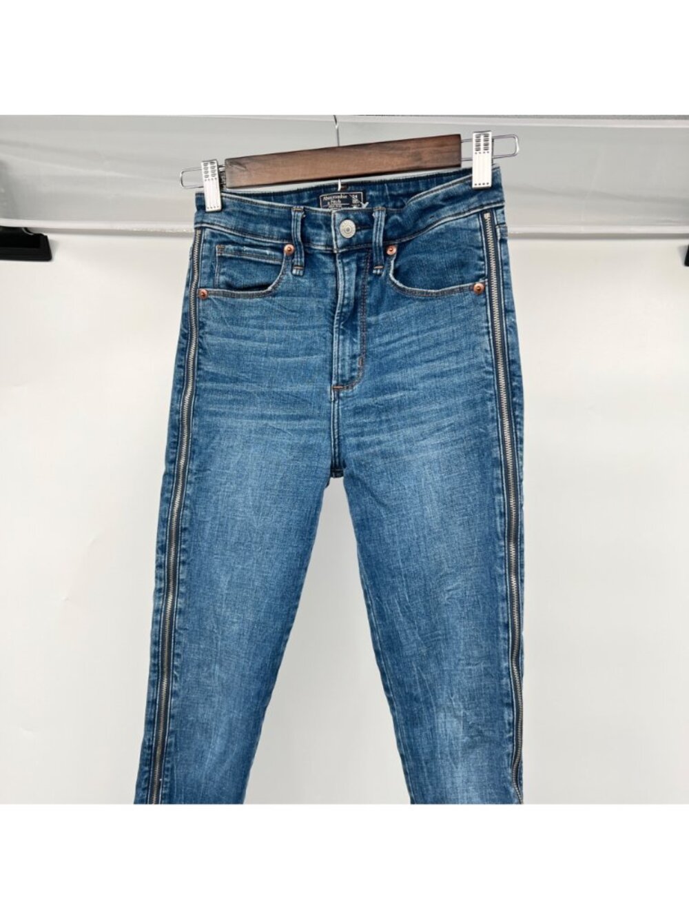 Abercrombie & Fitch Womens Super Skinny Ankle Jeans Zippers Size 00/24 - Picture 2 of 8